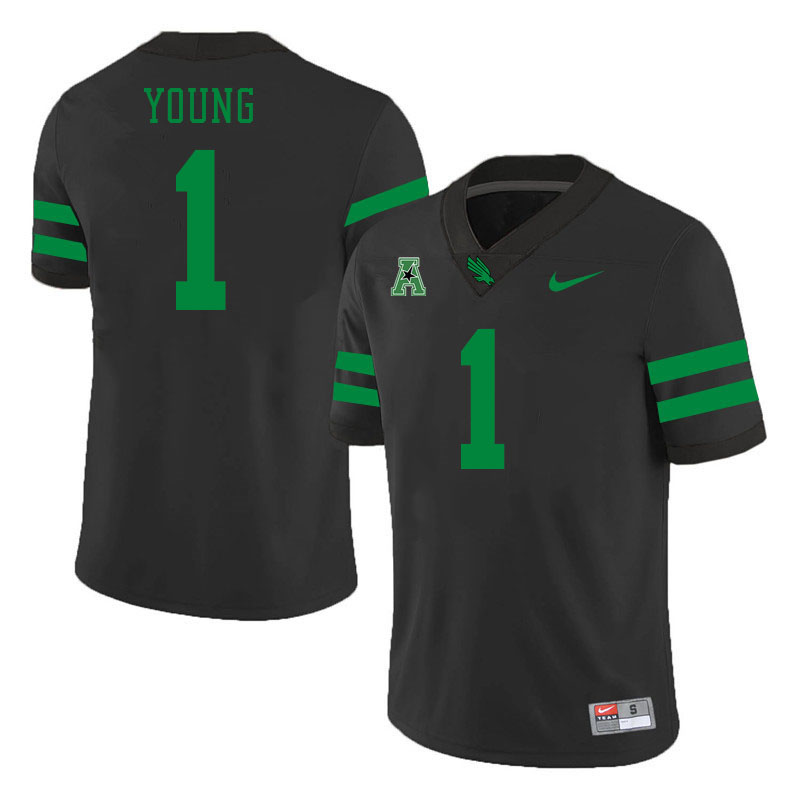 #1 Isheem Young North Texas Mean Green College Football Jerseys Stitched-Black